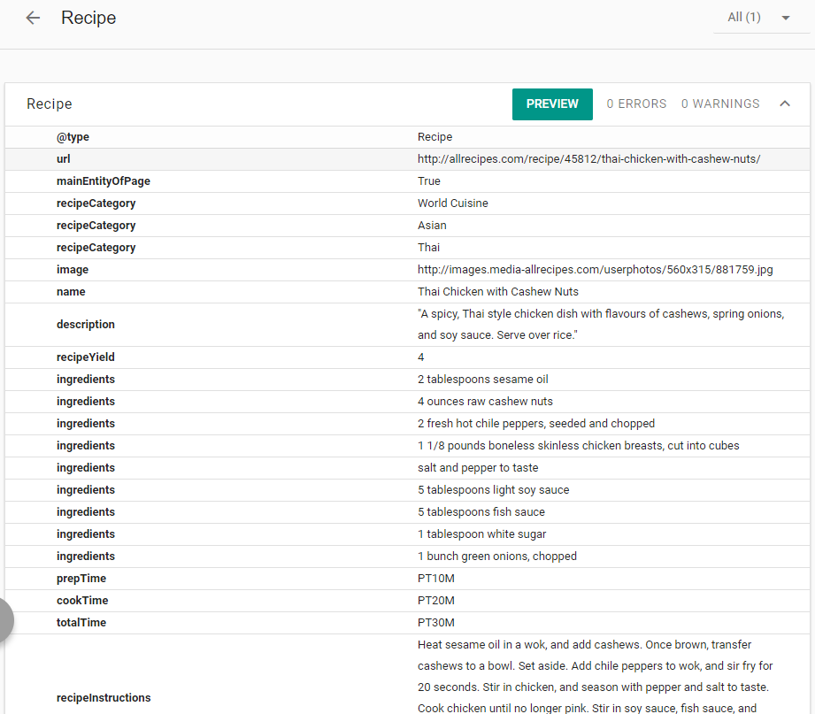 Google’s structured data rich snippet testing tool 