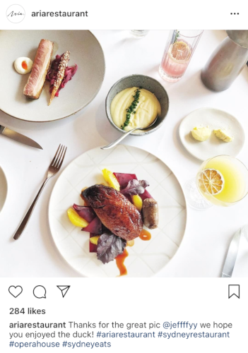 Instagram Business Profile - Aria Restaurant
