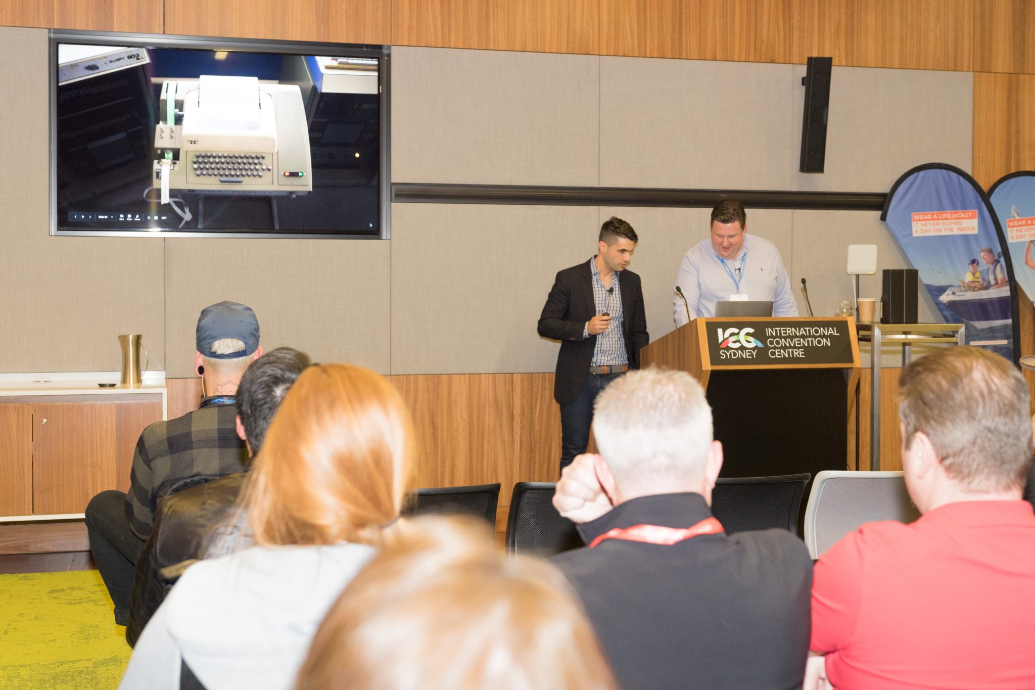 Jamie Dagostino and Andrew Thorn at the Google Premier Event in Sydney International Convention and Exhibition Centre
