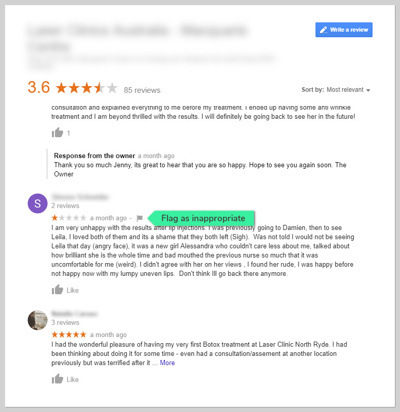 flag as inappropriate fake negative reviews