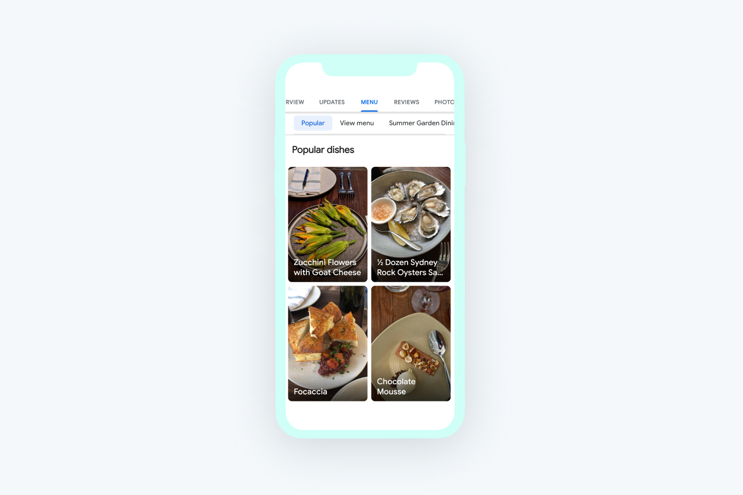 Google My Business Menu  Popular Dishes