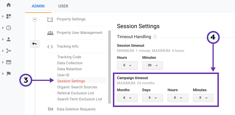 setting up google analytics campaign timeout