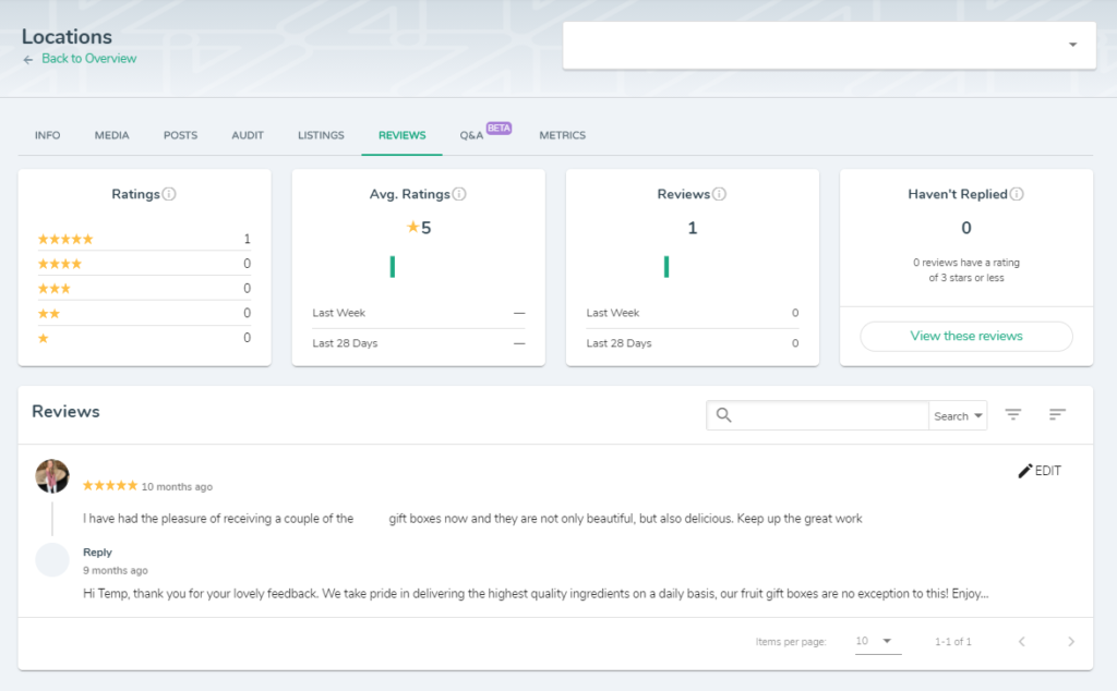 Reviews tab on DigitalMaas Platform