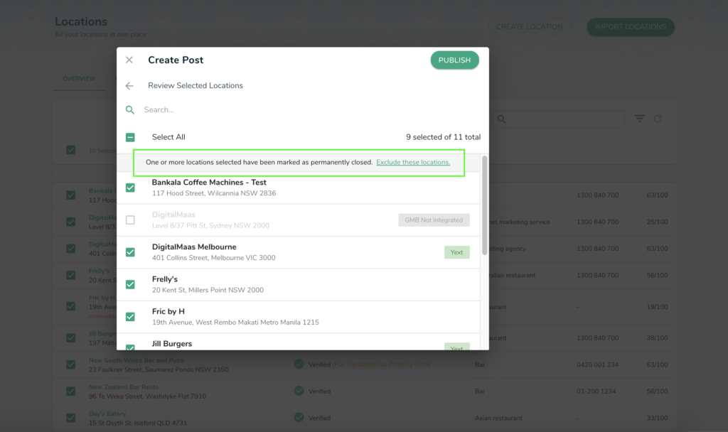 Exclude Closed Locations for Bulk Posting on DigitalMaas Platform