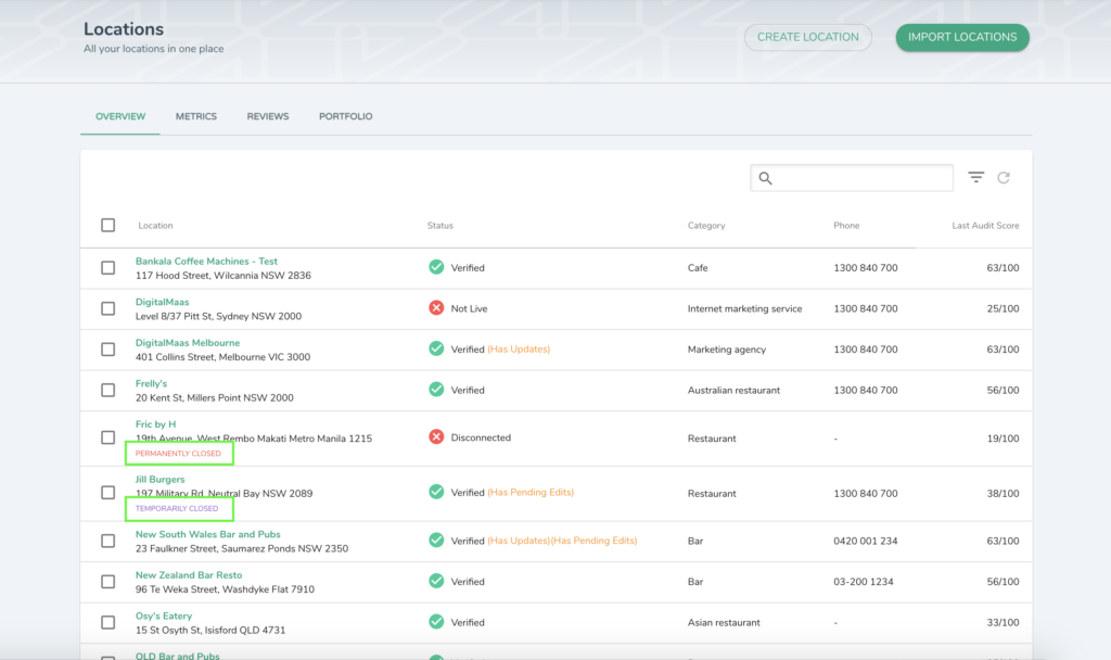 Business Status function on DigitalMaas Platform