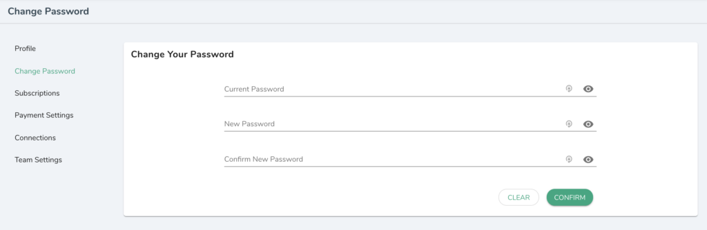 Change Password function on DigitalMaas Platform
