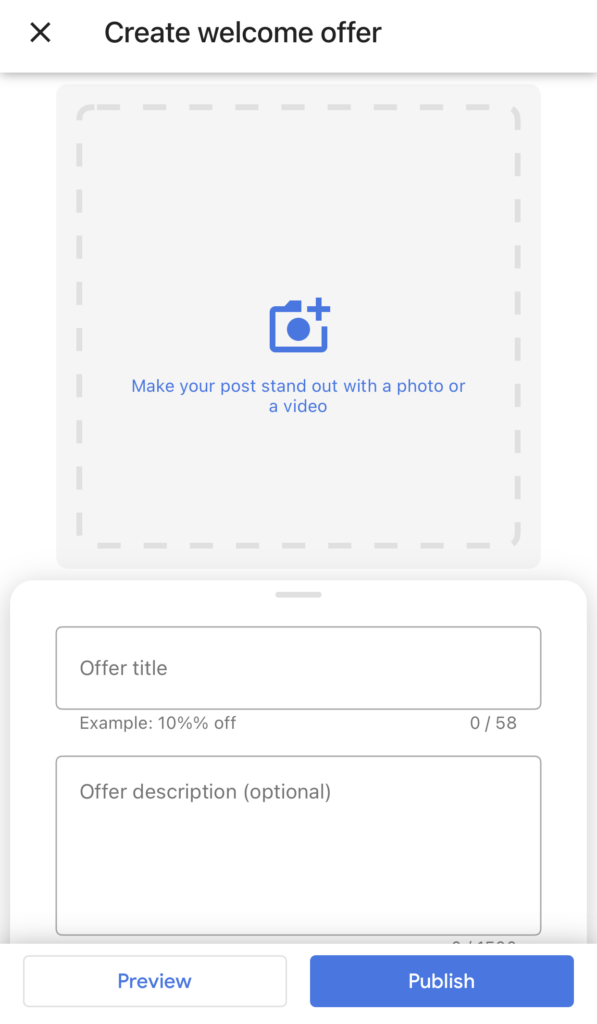 Google My Business App Welcome Offer
