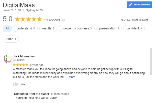 Digitalmaas google reviews reply