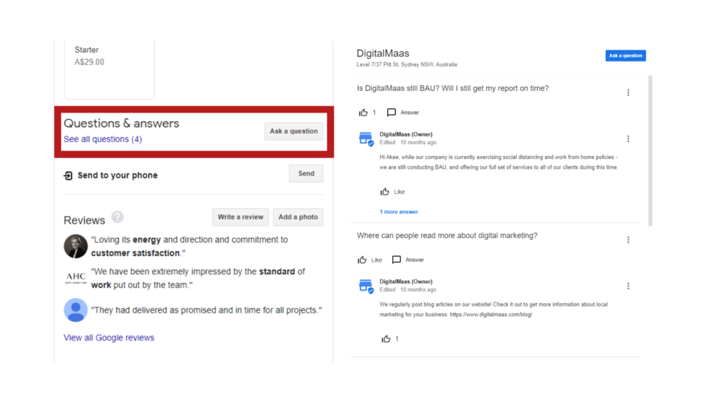 Google My Business Question and Answer