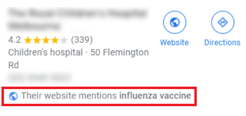 Website mention of local justification on google my business