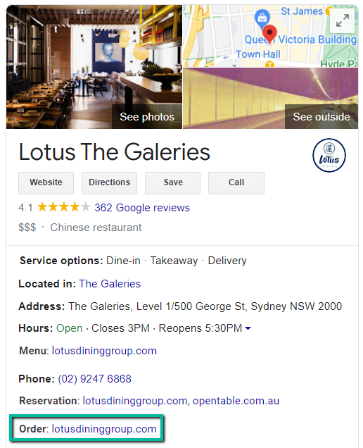 Lotus Place an Order Local Business Links