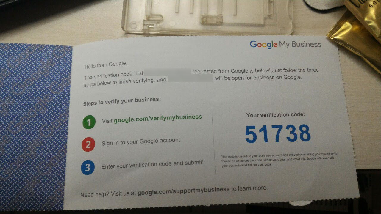 Google my business postcard verification actual post