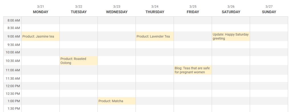 Google Post schedule, product highlight