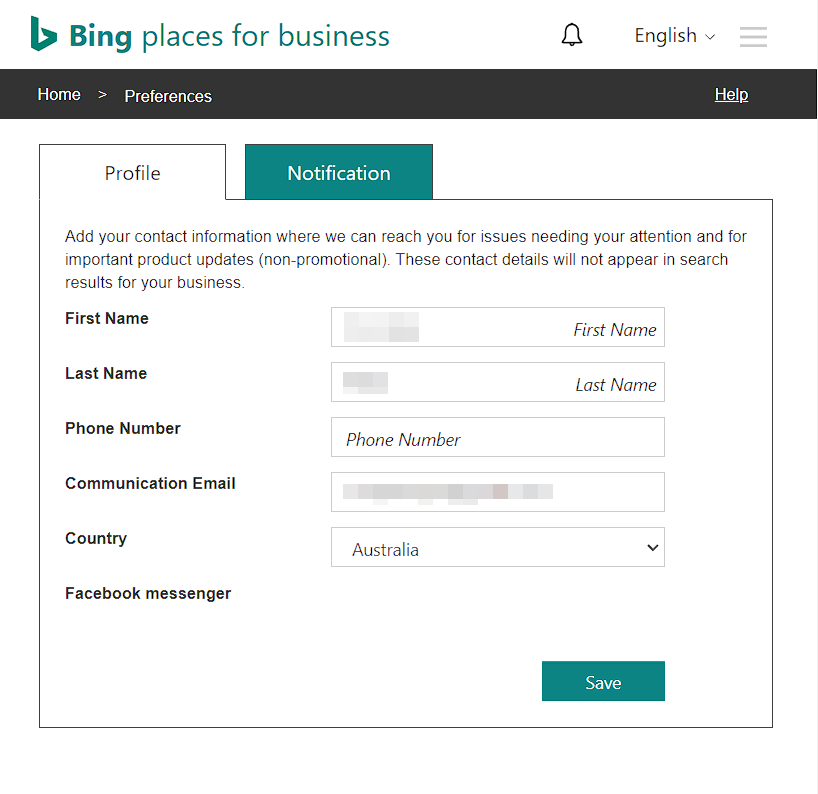 bing listings info