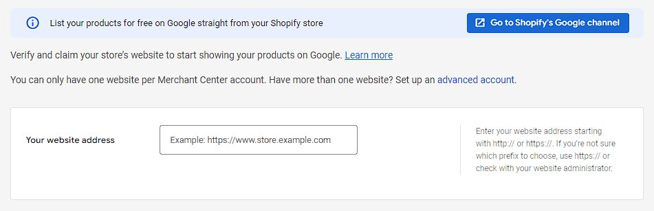 google merchant center website