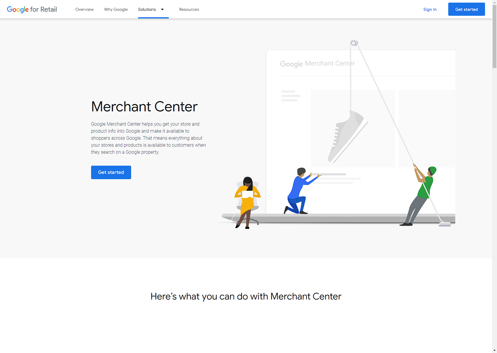 Google Merchant Center homepage