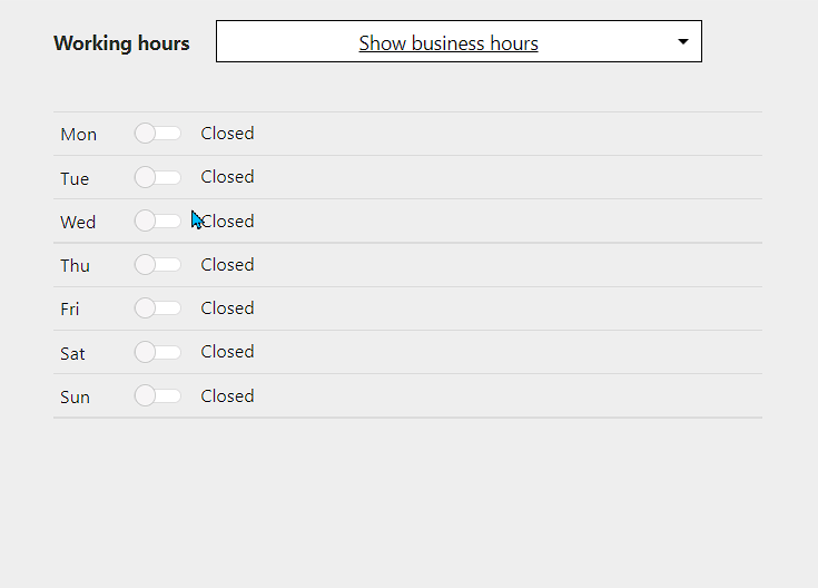 Bing listings trading hours