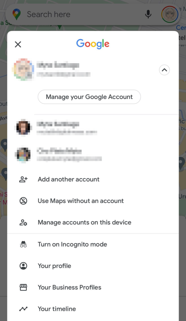 Google accounts on Google Maps