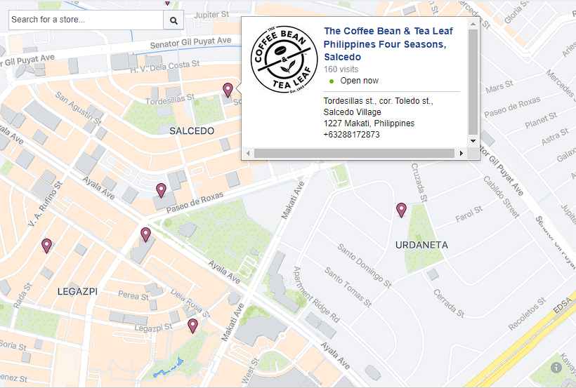 CBTL Facebook Store Page in Makati