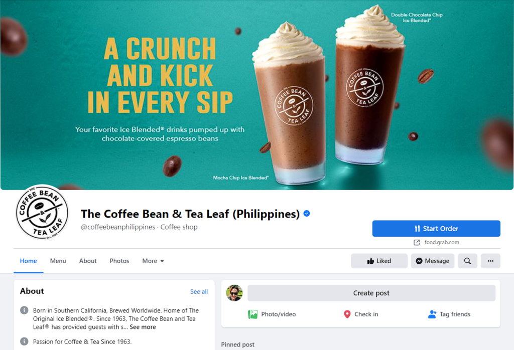 Coffee Bean & Tea Leaf Facebook Page (Philippines)