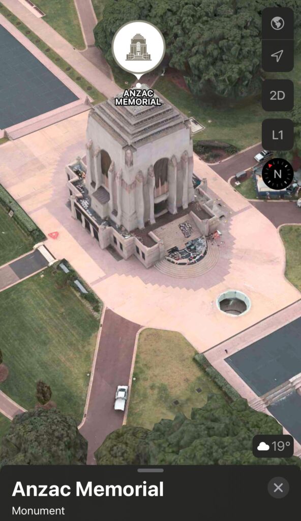 ANZAC monument 3D Apple Maps