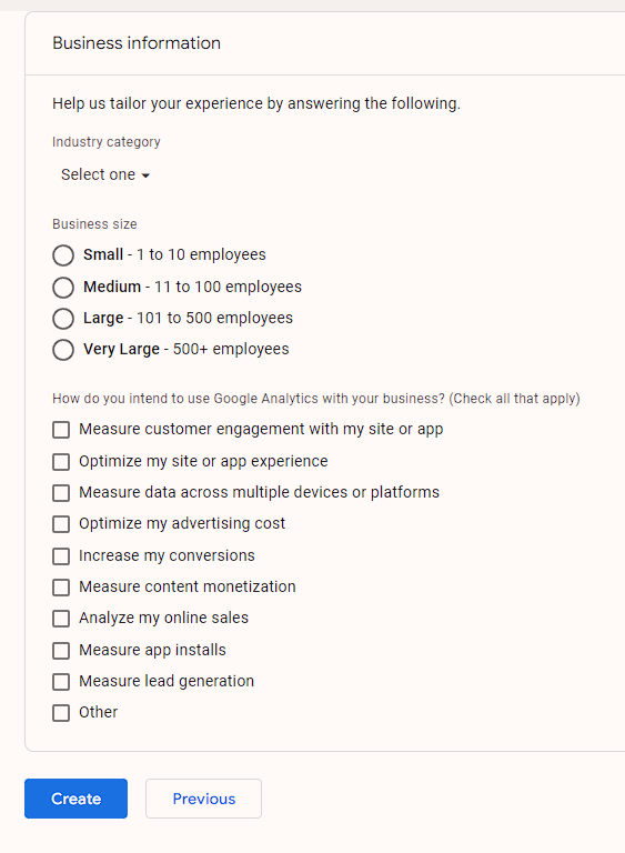 Google Analytics business information